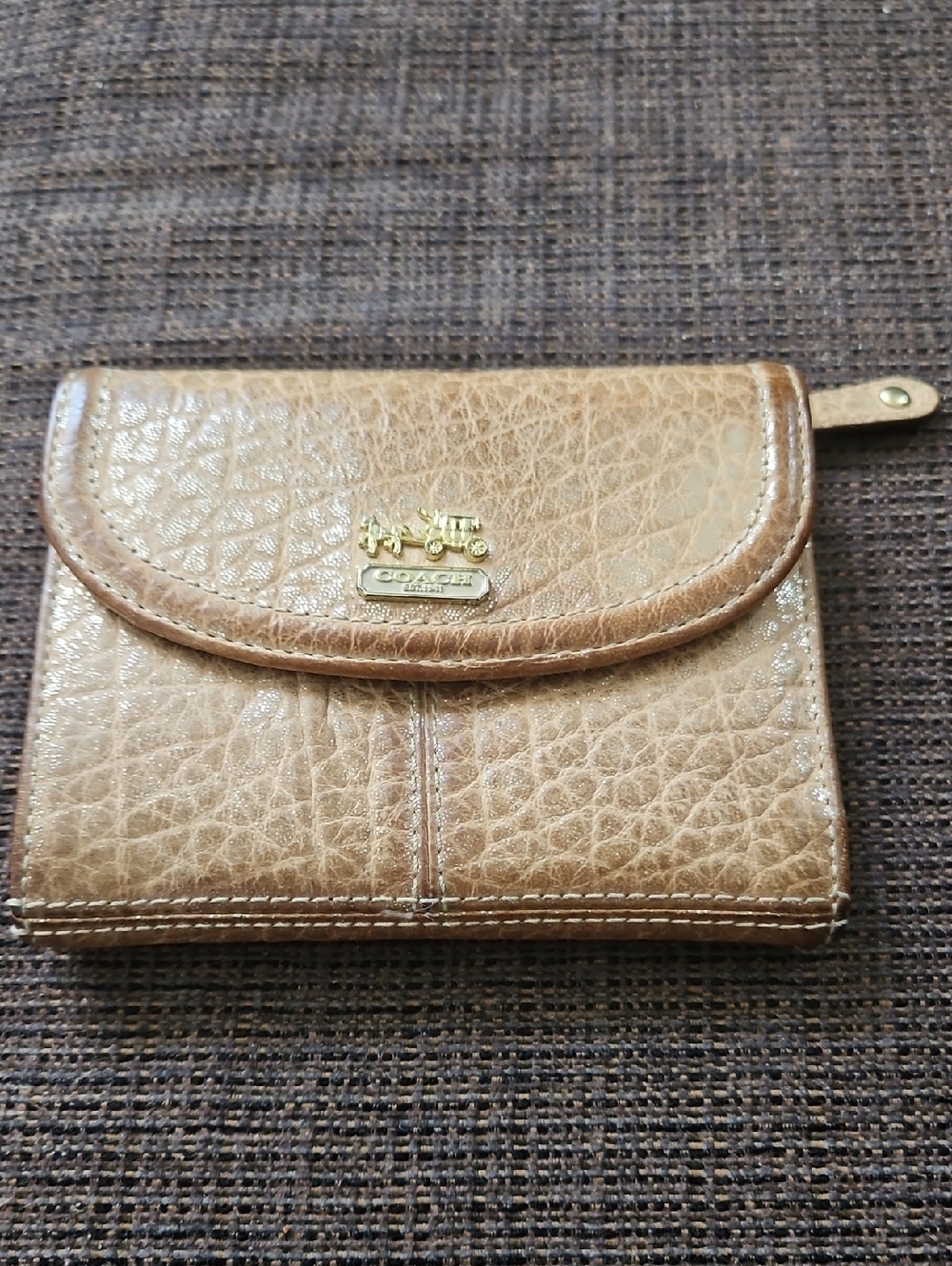 Vintage Coach Madison Khaki Brown Metallic Medium Wallet